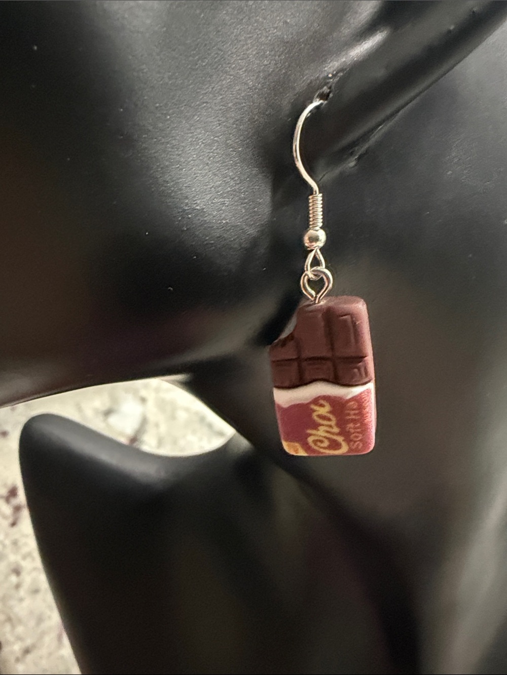 Chocolate Bar Dangle Earrings in Brown and Red